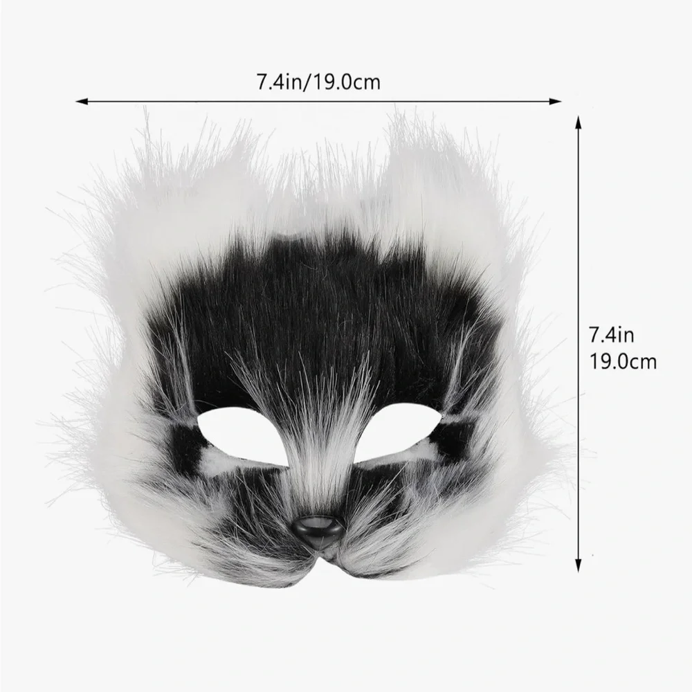 NWT Black and White Fur Fox Cosplay Mask